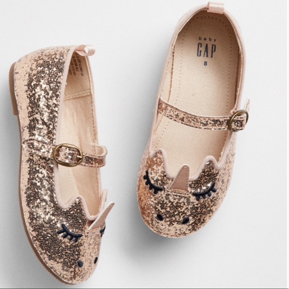 Gap Girls 5 Toddler Gold Unicorn Dress Shoes - Picture 4 of 4